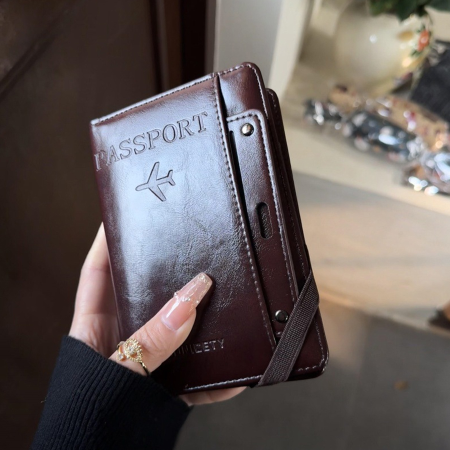 Travel Accessories In Bulk - パスポートホルダーと財布のコンボ、盗難防止、消磁防止、多機能書類・カードオーガナイザー、旅行チケットホルダー、ポータブル出張書類オーガナイザー、海外旅行のための必須書類プロテクター