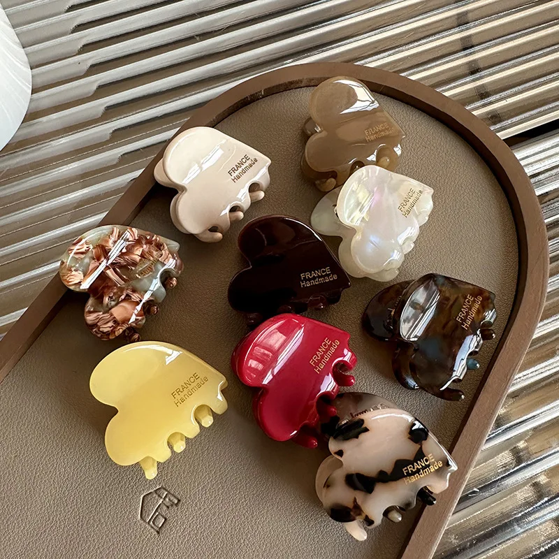 Travel Accessories For 10 Year Old Girl - 小さなヘアクローアセテートヘアクラブかわいいハート型ヘアクリップ子供女性女の子用ヘアアクセサリーヘアピンクリップ 3.5 センチメートル
