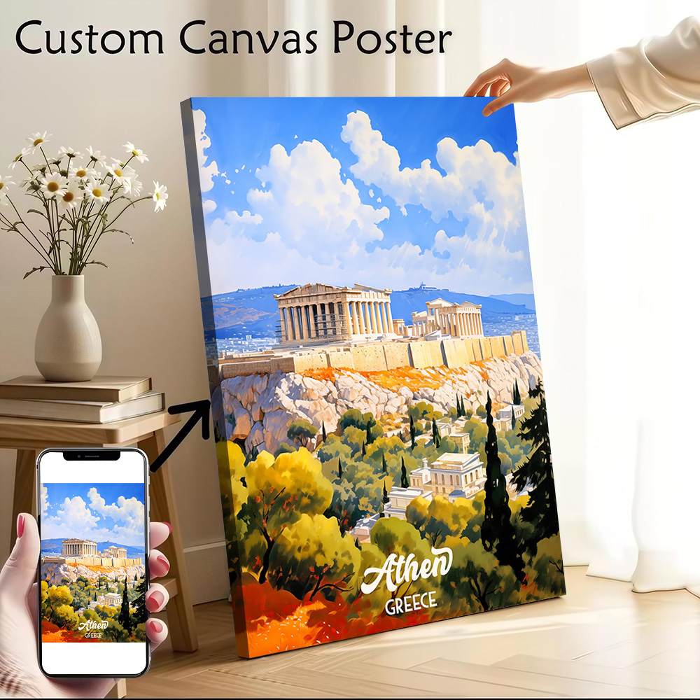 Travel Accessories Greece - アテネギリシャ旅行キャンバスポスター壁アートカスタマイズ可能な高品質プリント画像ワンドデコ家の装飾アクセサリー壁画