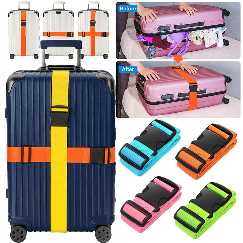 Luggage Strap Belt - 新しいストレート型のスーツケース用荷物ストラップ、調節可能なリリースバックル付き荷物ベルト、旅行用アクセサリー、簡単に識別可能