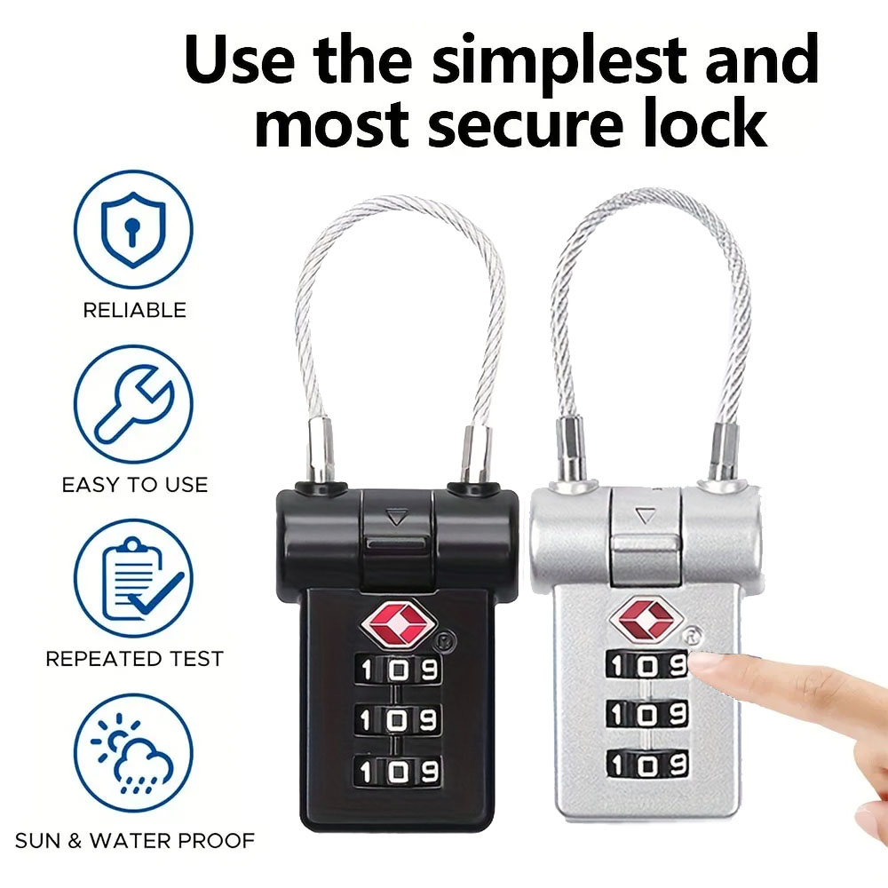 It Travel Accessories - TSA税関コードロック 旅行用荷物用 パスワード変更可能 ブラックロック コントラストデザインロック 3桁コンビネーション南京錠