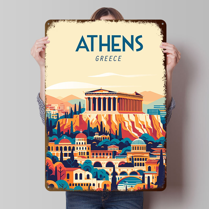 Travel Accessories Greece - ギリシャ旅行ポスターカスタマイズされたヴィンテージメタルサインウォールアートレトロブリキ飾り板装飾用ホームデコレーションリビングルームアクセサリー