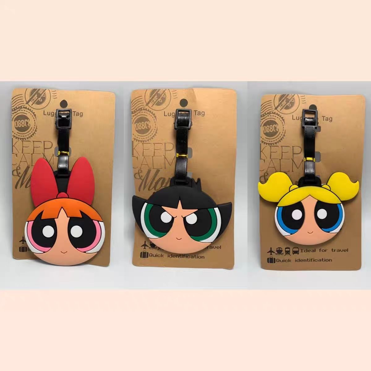 It Travel Accessories - アニメパワーパフガールズバッグペンダントかわいい漫画風荷物タグキュートな荷物ペンダントDIYチェックイン紛失防止トラベルホリデーギフト