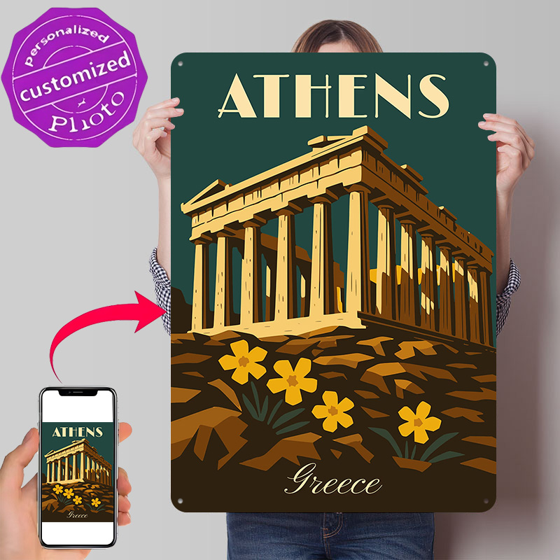 Travel Accessories Greece - アテネギリシャレトロ旅行メタルポスターファン愛好家への完璧なギフトカスタマイズされたウォールアートメタルサインバーアクセサリー装飾用