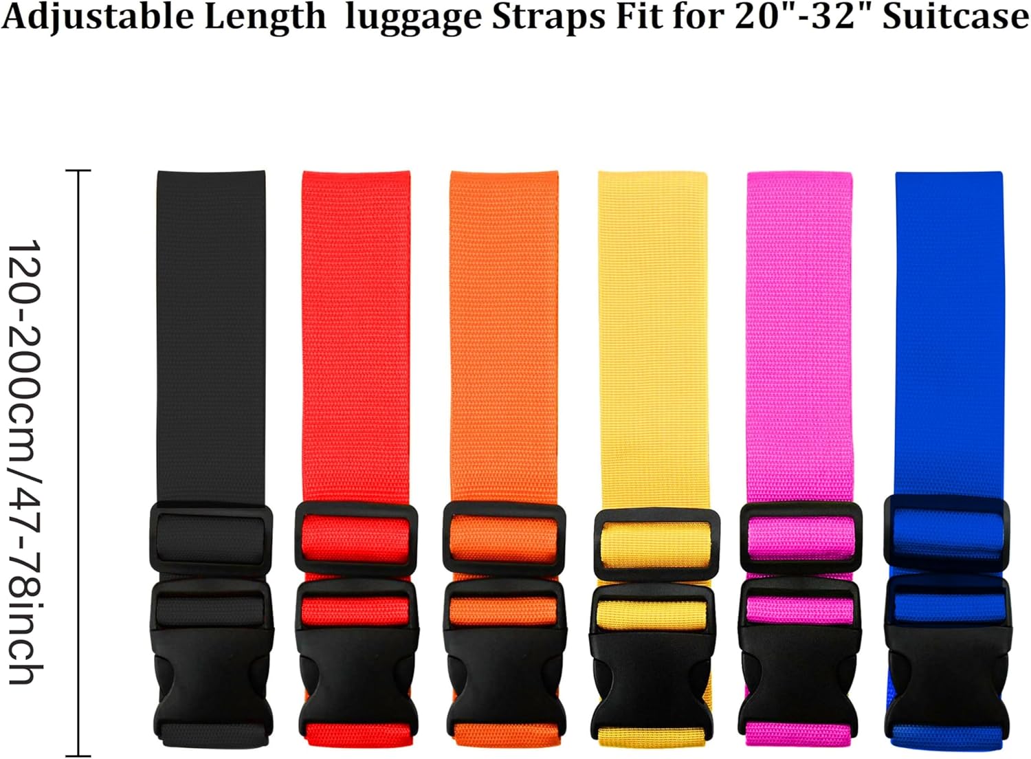 Luggage Strap Belt - 明るい色の調節可能な荷物ストラップ 2 パック高耐久スーツケースベルト旅行バッグアクセサリー (120-200CM X 2.5CM)