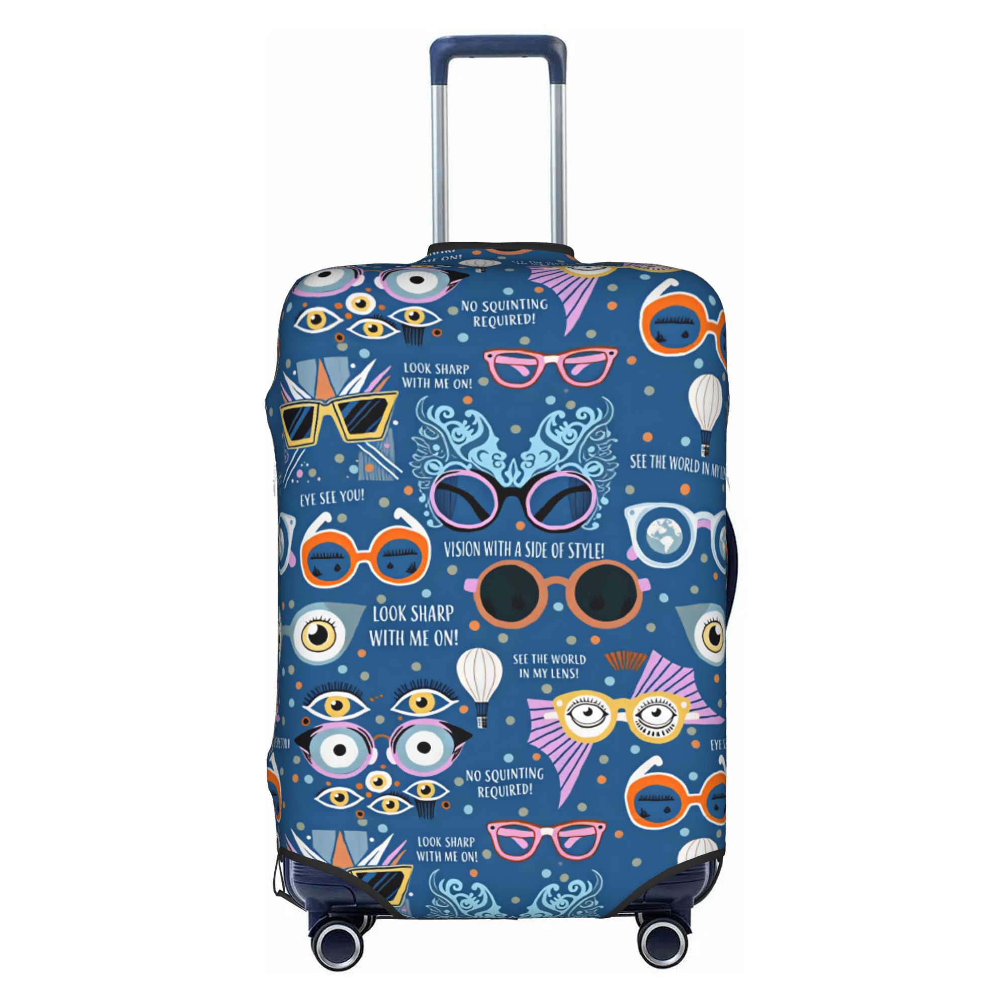 Quirky Travel Accessories - かわいい風変わりなサングラス、個性的な眼鏡、荷物カバー、洗える、検眼医、眼鏡士、旅行用スーツケースカバー