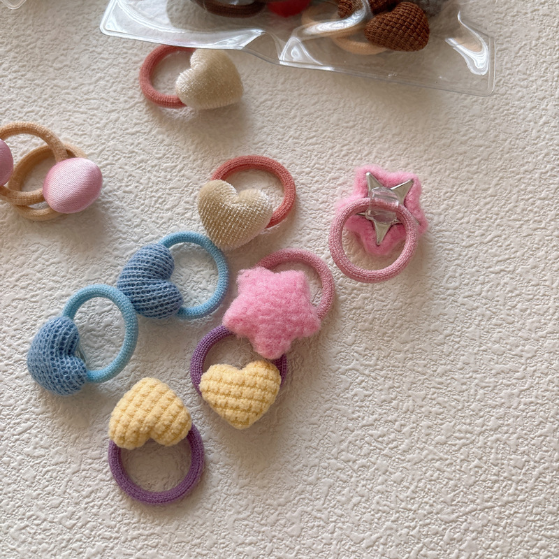 Travel Accessories For 10 Year Old Girl - 10 個韓国ファッション女の赤ちゃんヘアネクタイ素敵な星/ハート女の子弾性ヘアバンドヘアアクセサリーベビー親指帽子ロープ