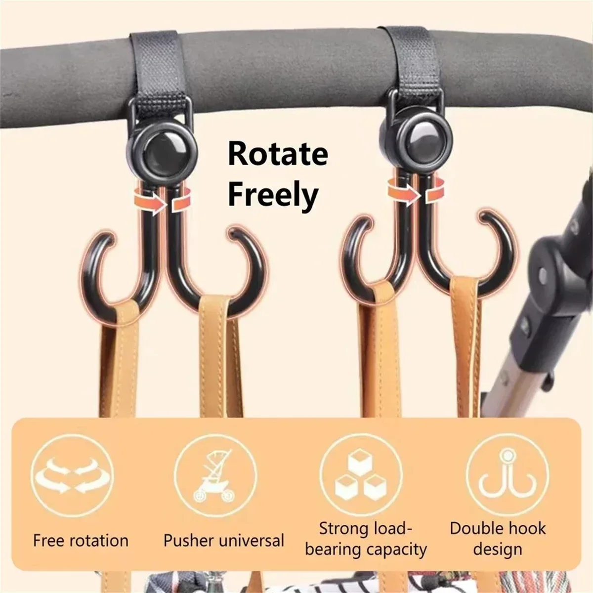 回転可能なダブルフック​​ベビーカートラベルアクセサリーショ - Travel Accessories For 2 Year Old のレビューと価格