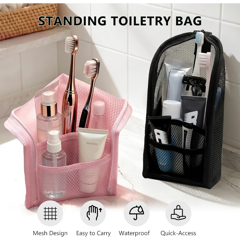 メッシュトイレタリーバッグ 通気性 速乾性 縦型歯ブラシホル - Travel Z のレビューと価格