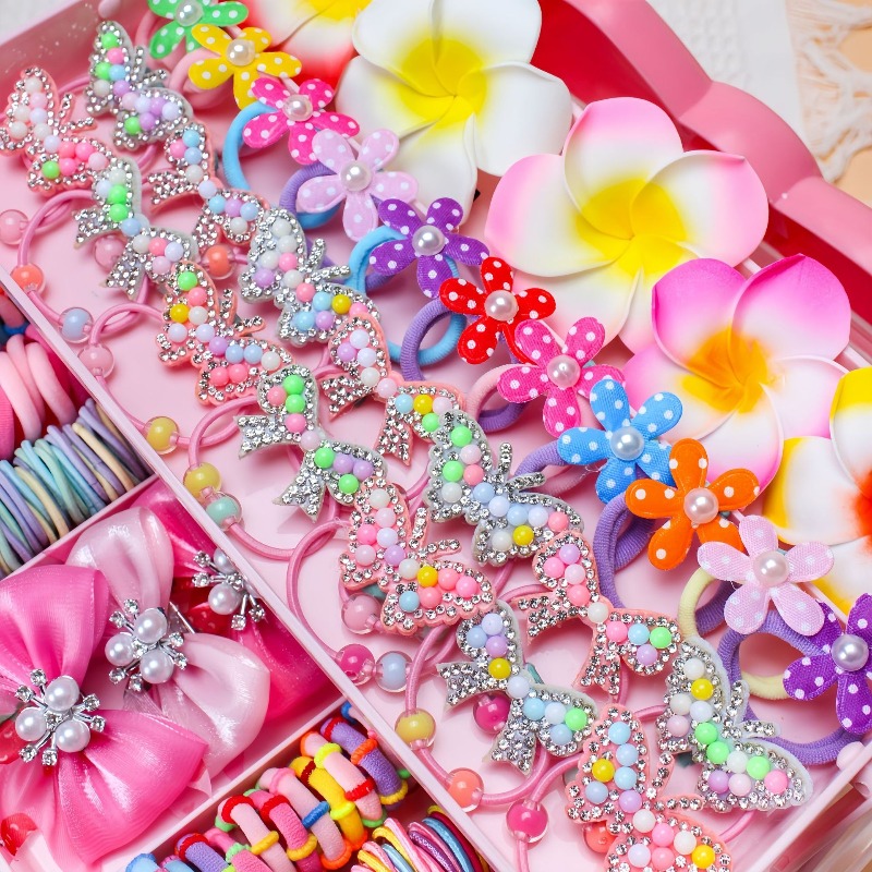 546 個の弓高弾性ヘアアクセサリーセット髪を傷つけないカラ - Travel Accessories For 10 Year Old Girl のレビューと価格