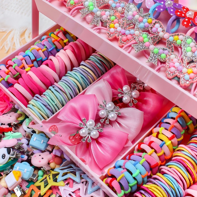 546 個の弓高弾性ヘアアクセサリーセット髪を傷つけないカラ - Travel Accessories For 10 Year Old Girl のレビューと価格