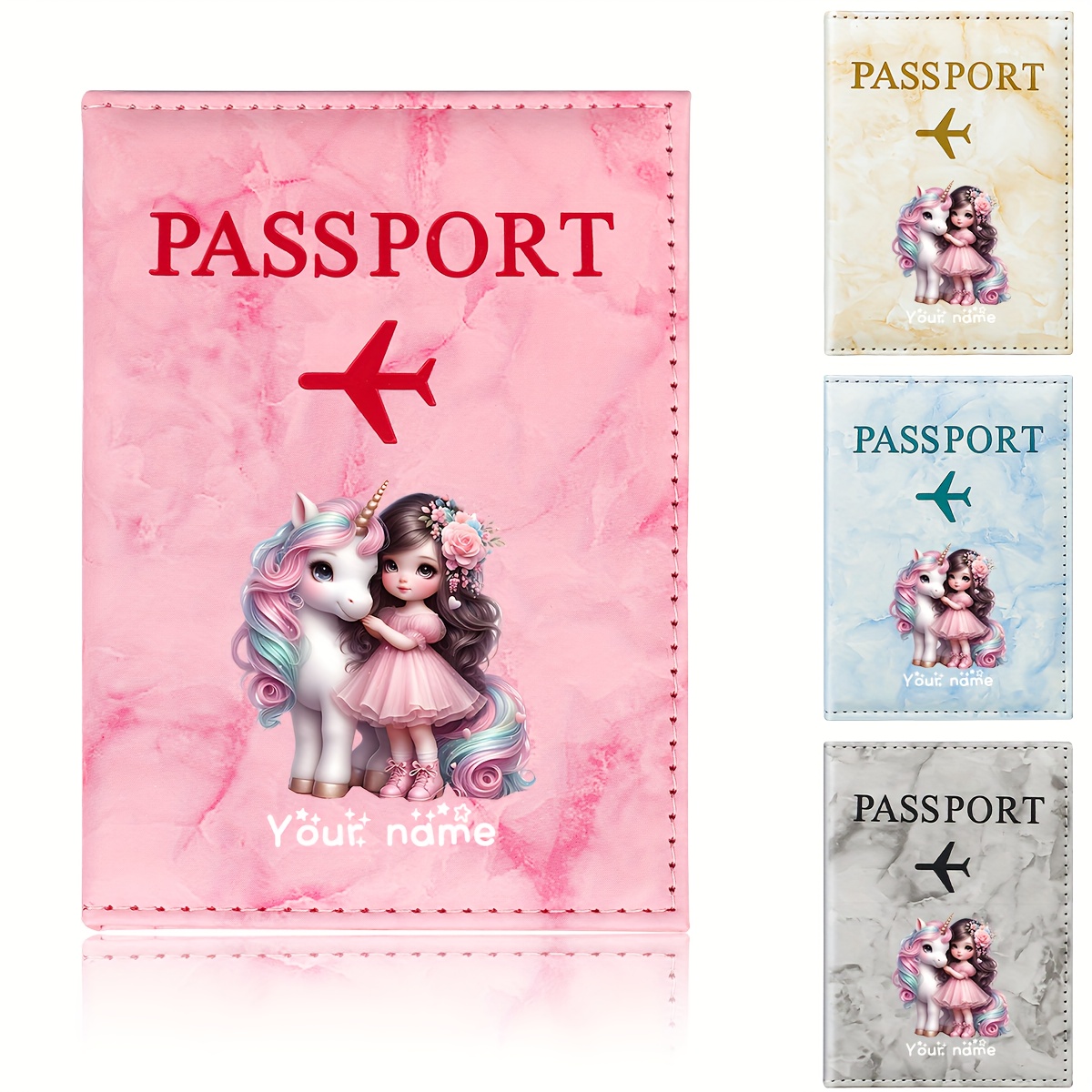 ユニコーンガールパターン PU パスポートホルダー ゴールデ - Travel Accessories Personalised のレビューと価格