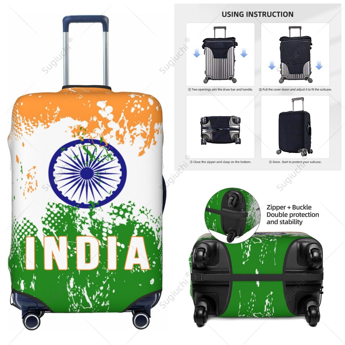 インド国旗荷物カバースーツケース弾性ダストケース旅行アクセサ - Travel Accessories India のレビューと価格