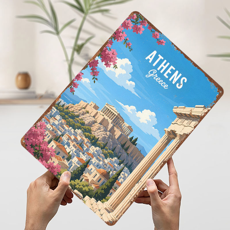 アテネ ガレージアクセサリー ギリシャ 旅行 メタルポスター - Travel Accessories Greece のレビューと価格