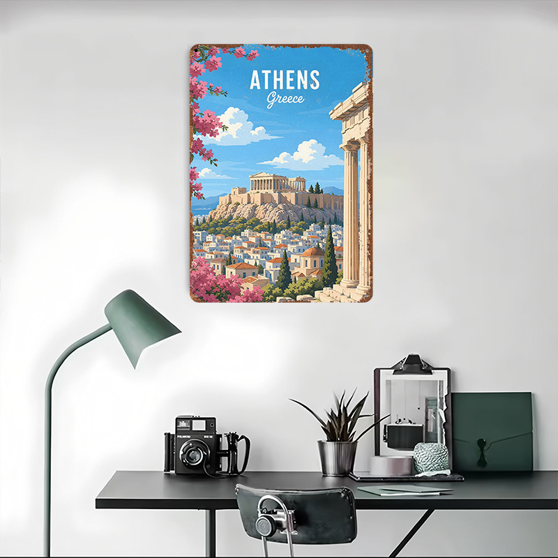 アテネ ガレージアクセサリー ギリシャ 旅行 メタルポスター - Travel Accessories Greece のレビューと価格