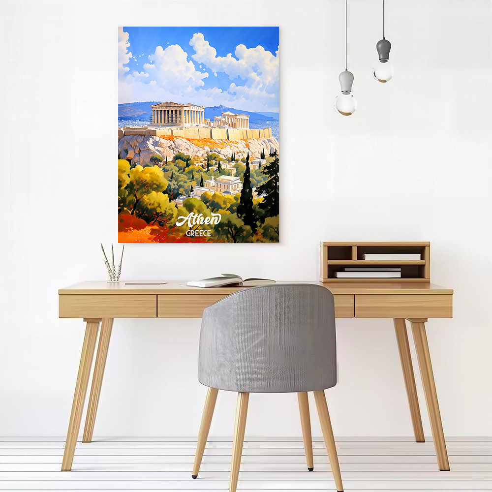 アテネギリシャ旅行キャンバスポスター壁アートカスタマイズ可能 - Travel Accessories Greece のレビューと価格