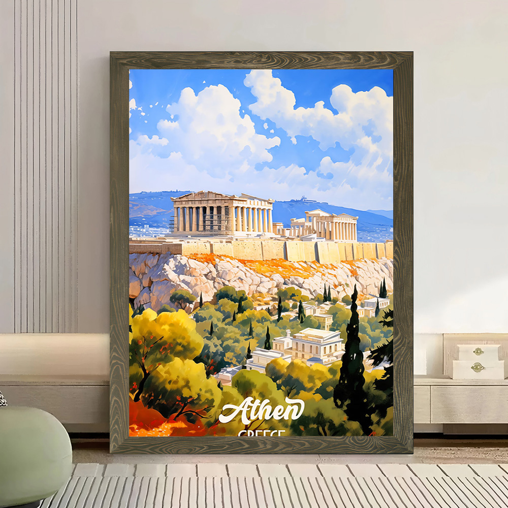 アテネギリシャ旅行キャンバスポスター壁アートカスタマイズ可能 - Travel Accessories Greece のレビューと価格