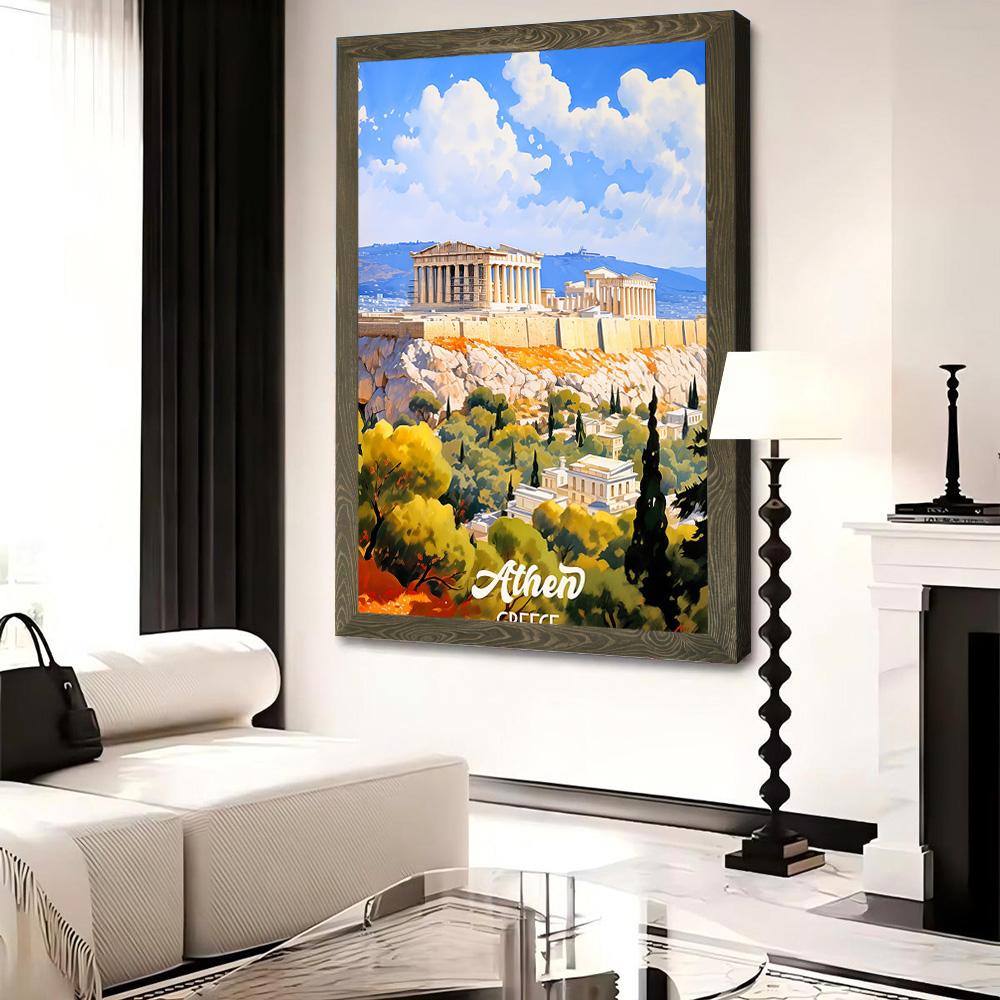 アテネギリシャ旅行キャンバスポスター壁アートカスタマイズ可能 - Travel Accessories Greece のレビューと価格