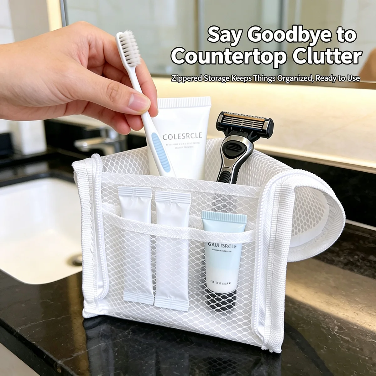旅行用メッシュ製トイレタリーバッグ - 通気性・速乾性・防カ - Travel Accessories Organizer Bag のレビューと価格