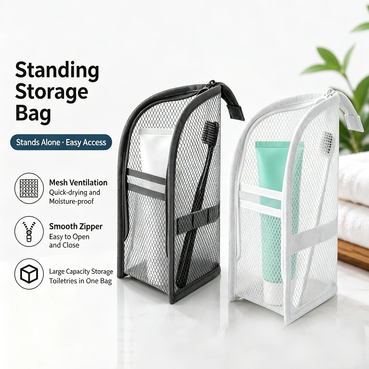 旅行用メッシュ製トイレタリーバッグ - 通気性・速乾性・防カ - Travel Accessories Organizer Bag のレビューと価格