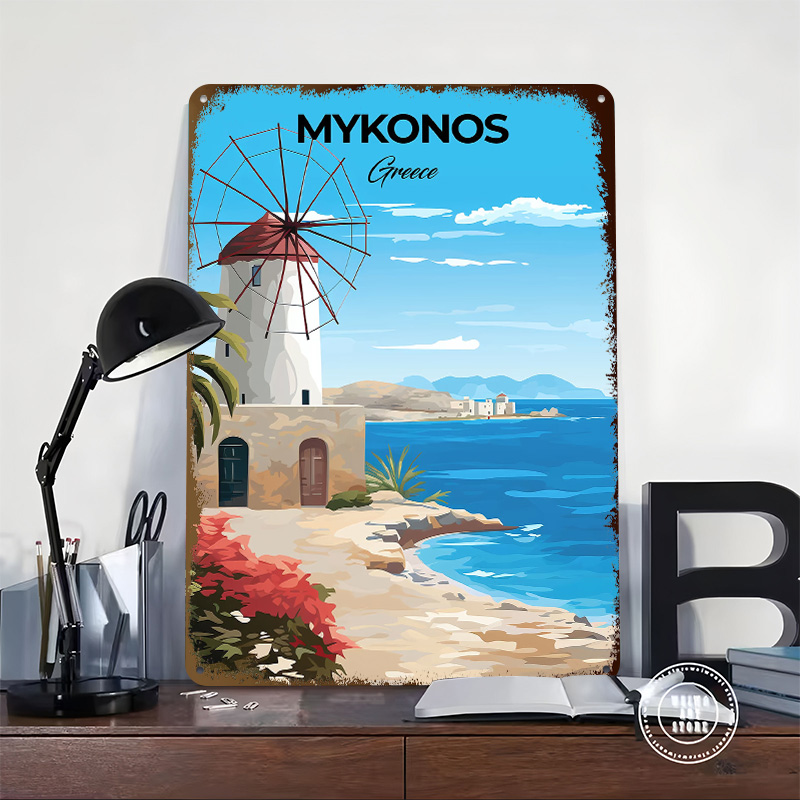 ミコノスギリシャ旅行ポスターカスタマイズされたヴィンテージメ - Travel Accessories Greece のレビューと価格