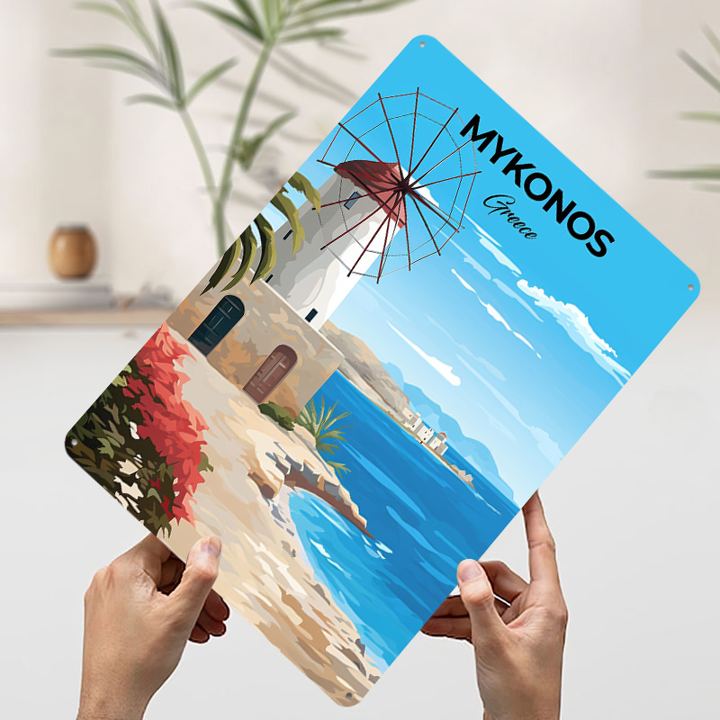 ミコノスギリシャ旅行ポスターカスタマイズされたヴィンテージメ - Travel Accessories Greece のレビューと価格