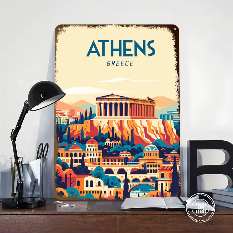 ギリシャ旅行ポスターカスタマイズされたヴィンテージメタルサイ - Travel Accessories Greece のレビューと価格