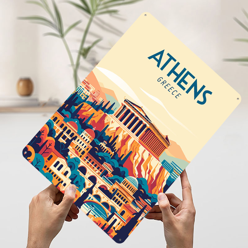 ギリシャ旅行ポスターカスタマイズされたヴィンテージメタルサイ - Travel Accessories Greece のレビューと価格