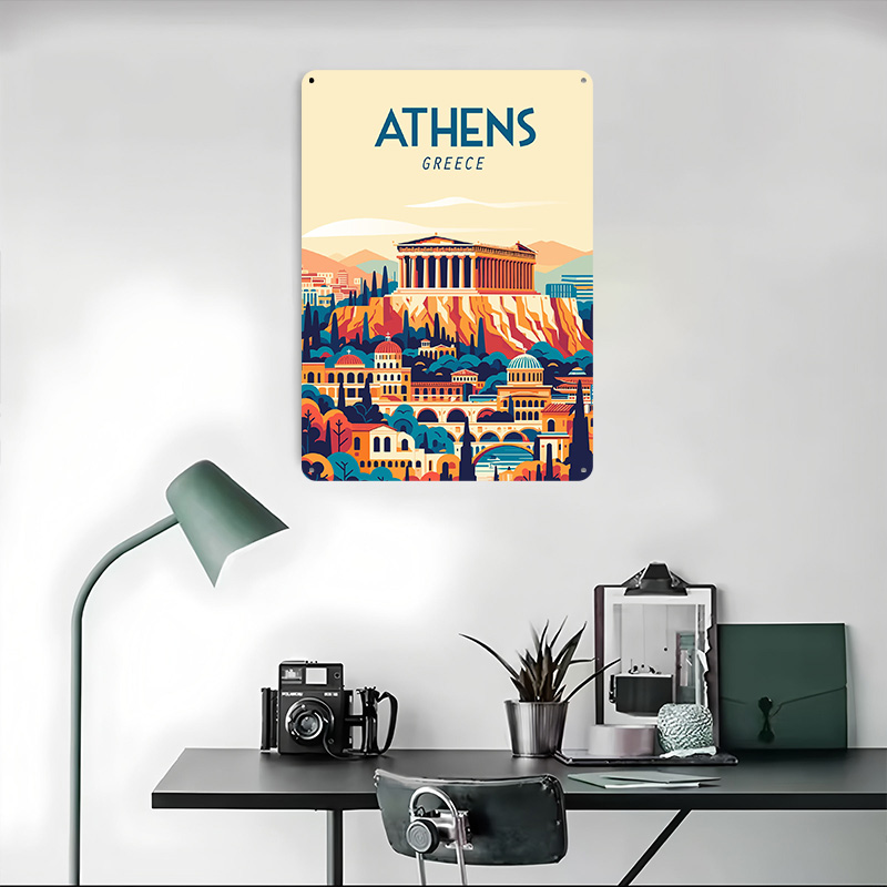 ギリシャ旅行ポスターカスタマイズされたヴィンテージメタルサイ - Travel Accessories Greece のレビューと価格
