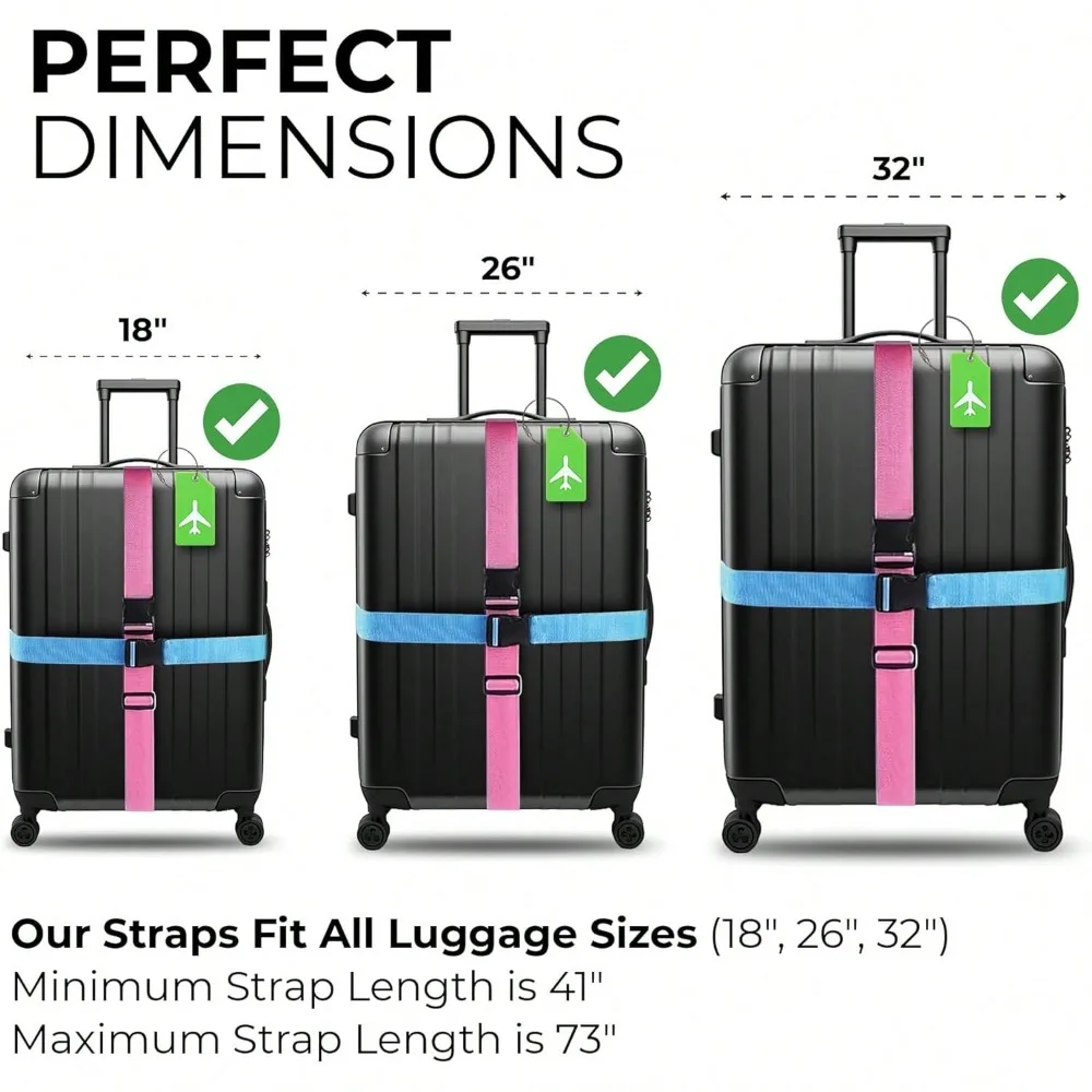 荷物ストラップセット 荷物タグ付き 複数の色の荷物ストラップ - Luggage Strap Belt のレビューと価格