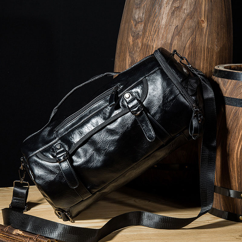 男性革バケットバックパック多機能トラベルバッグ大容量の荷物男 - Luggage Strap Belt のレビューと価格