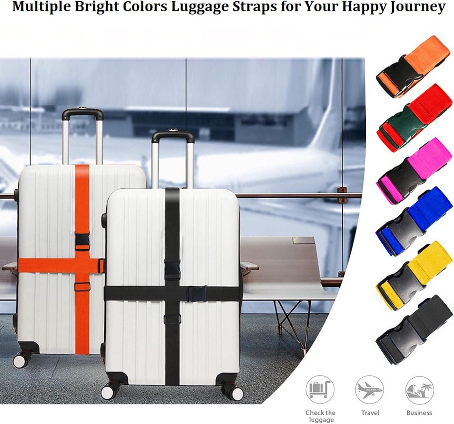 明るい色の調節可能な荷物ストラップ 2 パック高耐久スーツケ - Luggage Strap Belt のレビューと価格