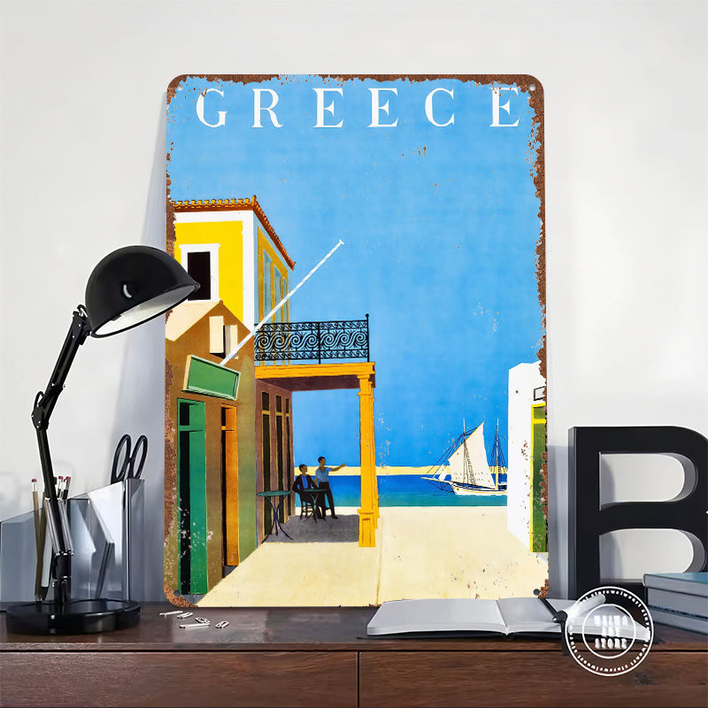ギリシャ旅行メタルポスターカスタマイズされた壁アートレトロヴ - Travel Accessories Greece のレビューと価格