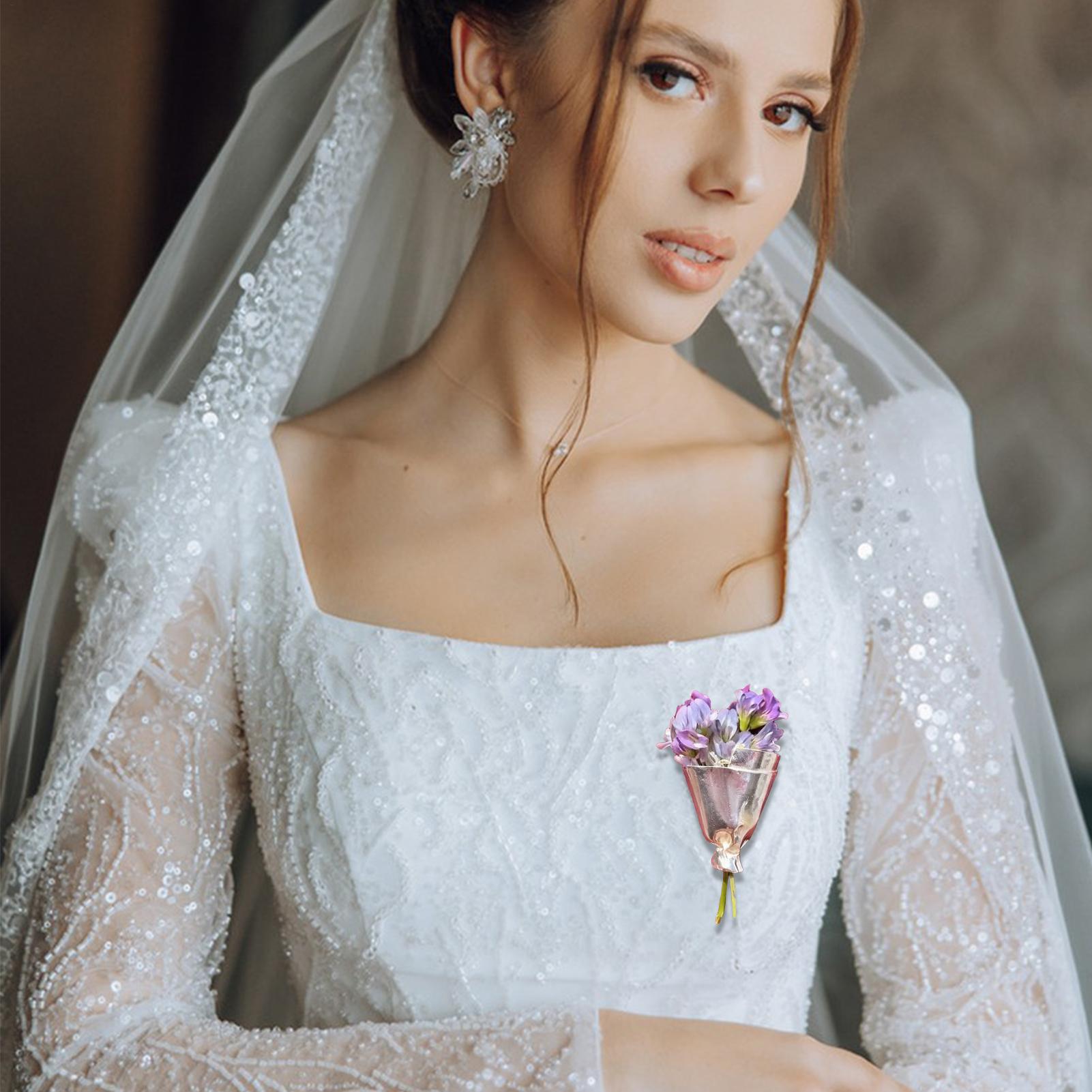 ブーケホルダーラペルピン結婚式の衣類アクセサリーフラワーブロ - Travel Accessories India のレビューと価格