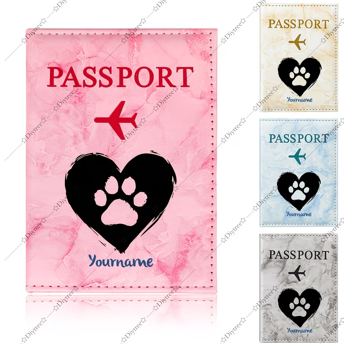 カスタムハートと足跡ペットパスポートカバー |   旅行や日 - Travel Accessories Personalised のレビューと価格