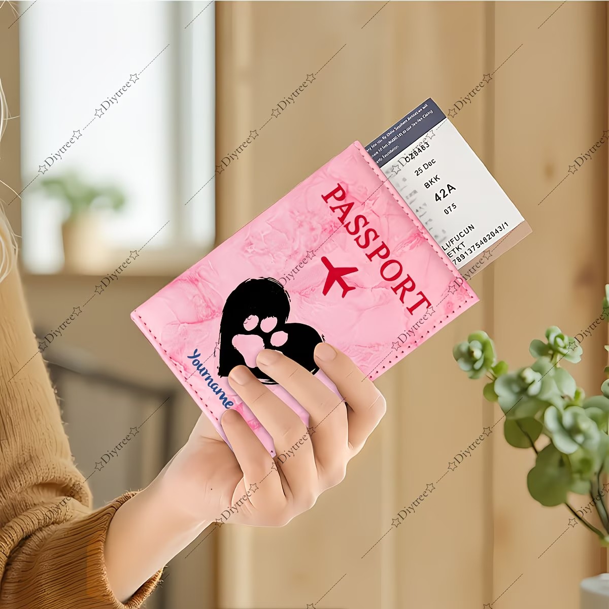 カスタムハートと足跡ペットパスポートカバー |   旅行や日 - Travel Accessories Personalised のレビューと価格