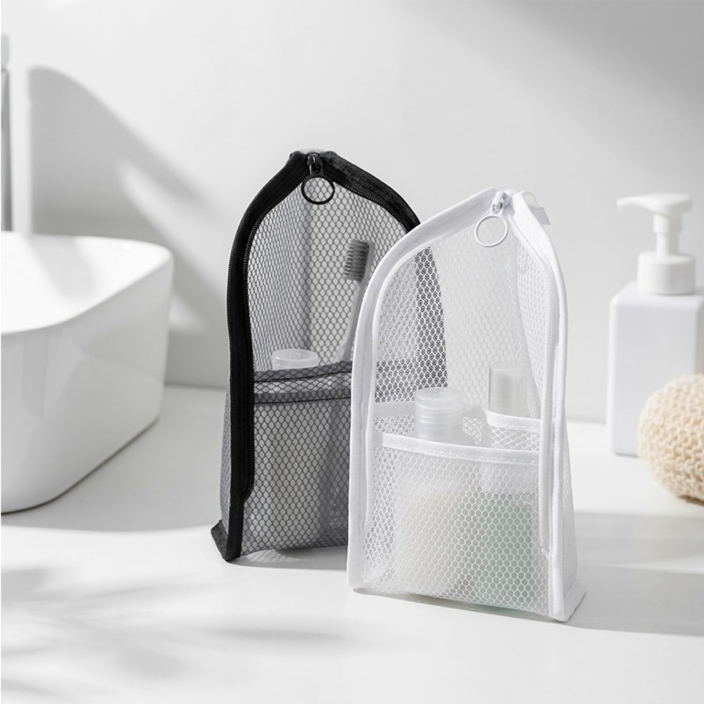 メッシュトイレタリーバッグ 通気性 速乾性 縦型歯ブラシホル - Travel Accessories Organizer Bag のレビューと価格